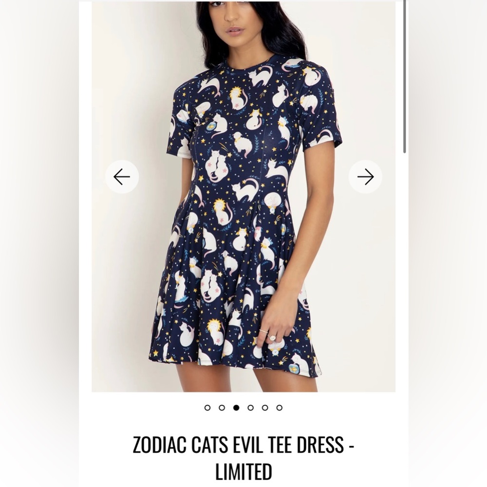 Blackmilk clothing zodiac cats evil tee dress